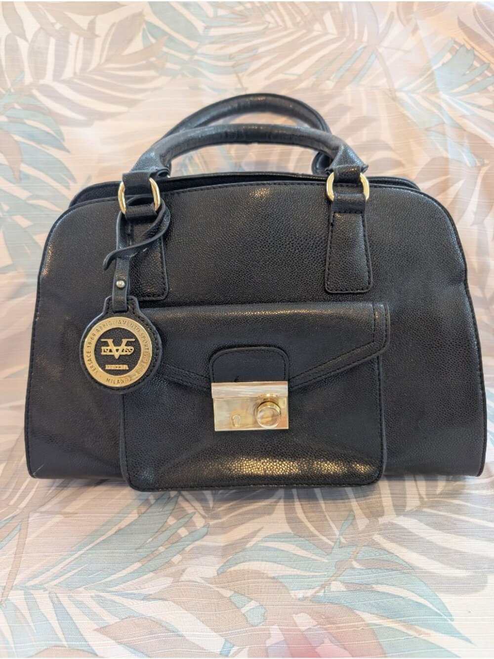 Versace 1969 Abbigliamento Sportivo Milano Italia Black Satchel Handbag
